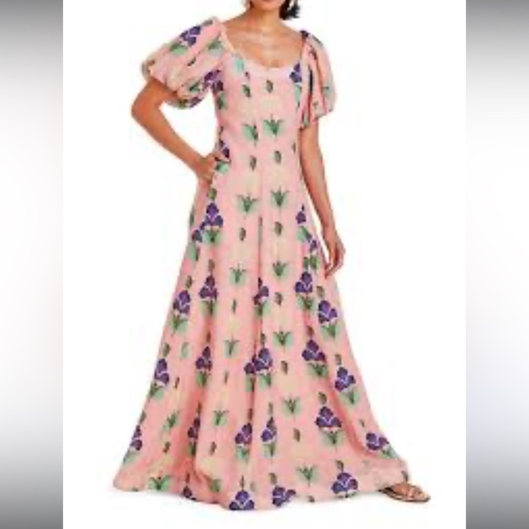 Mestiza New York Arrabbiata Floral Puff Sleeve Gown Flowy...